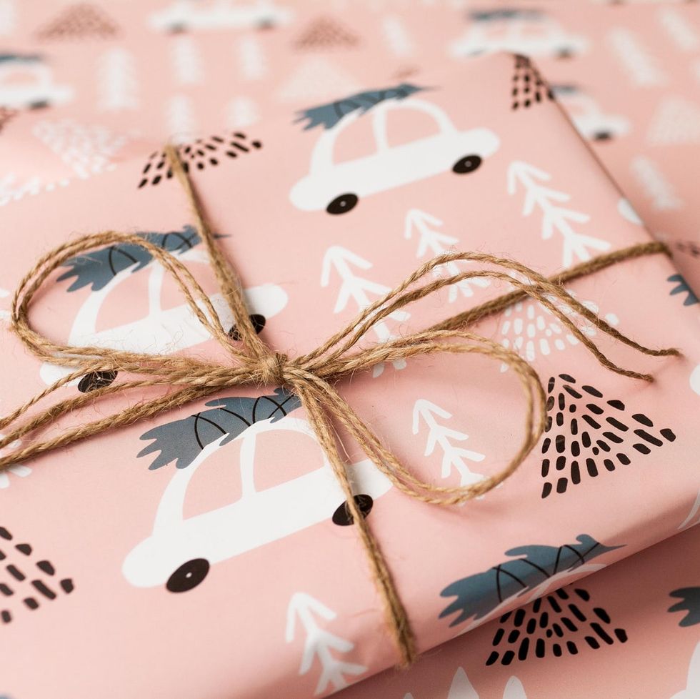 Blush Pink Christmas Car Wrapping Paper Sheet