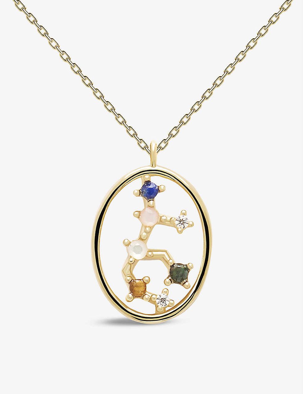 Zodiac Virgo 18ct gold-plated sterling silver and gemstone necklace