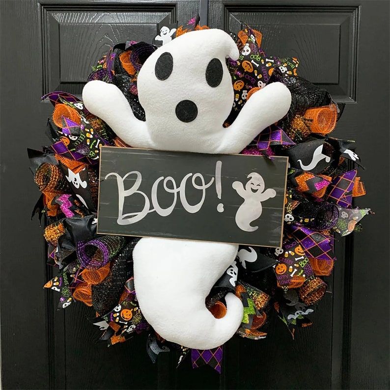 Boo Ghost Garland Wreath