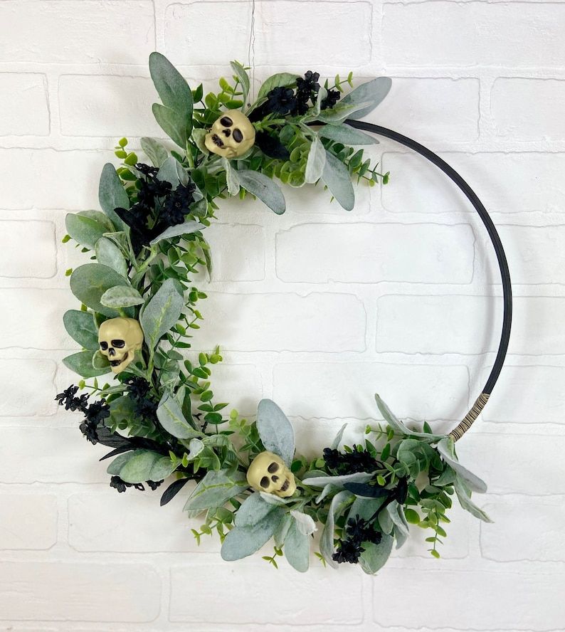 Modern Halloween Skeleton Wreath