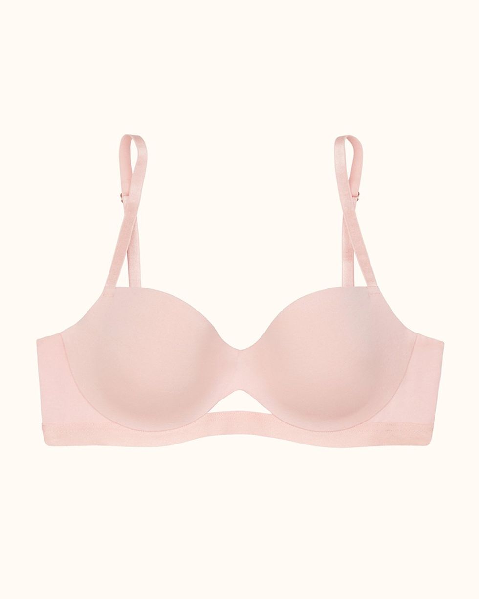 Cotton Push-Up Women's half net bra for daily use, Light Pink