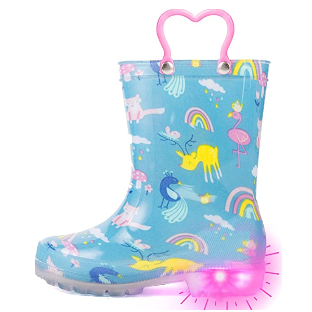 SHOFORT Kids Rubber Rain Boots Waterproof Toddler Rain Boots with Handles 