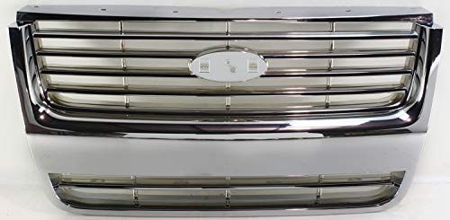 Evan-Fischer Grille Assembly Compatible with 2006-2010 Ford Explorer Plastic Chrome Limited/XLT Models 