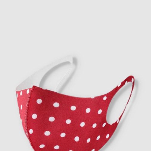 Red Face Mask With White Polka Dots