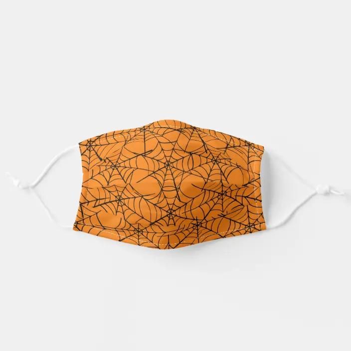 Orange Spiderweb Face Mask