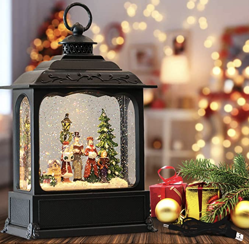 Christmas Lantern Wooden Brown LED Lights Home Garden Xmas Party Decoration 