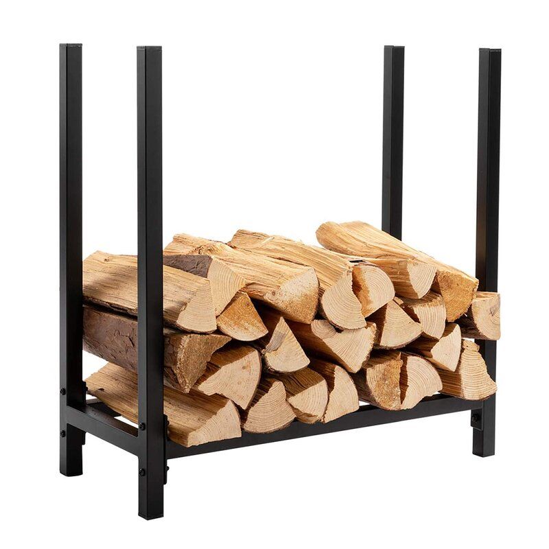 Indoor/Outdoor Tall Firewood Holder with Storage Rack