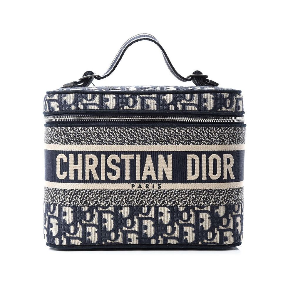 CHRISTIAN DIOR DiorTravel Oblique Embroidery Vanity Case Blue