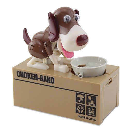 Saving Coin Bank Piggy Bank Funny Automatic Brown Robotic Dog Stealing Eating Money Toy Gift