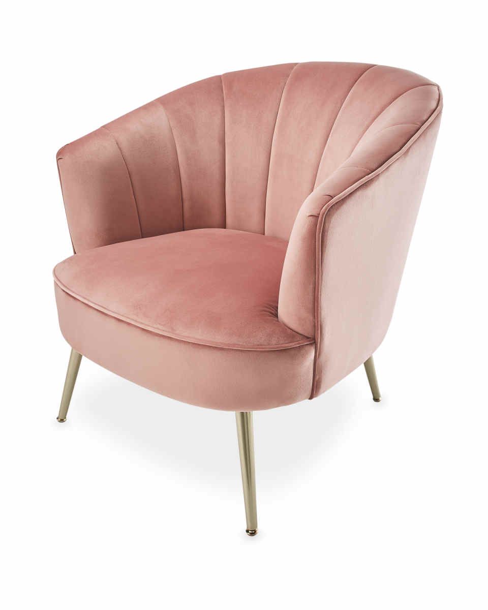 velvet shell chair pink