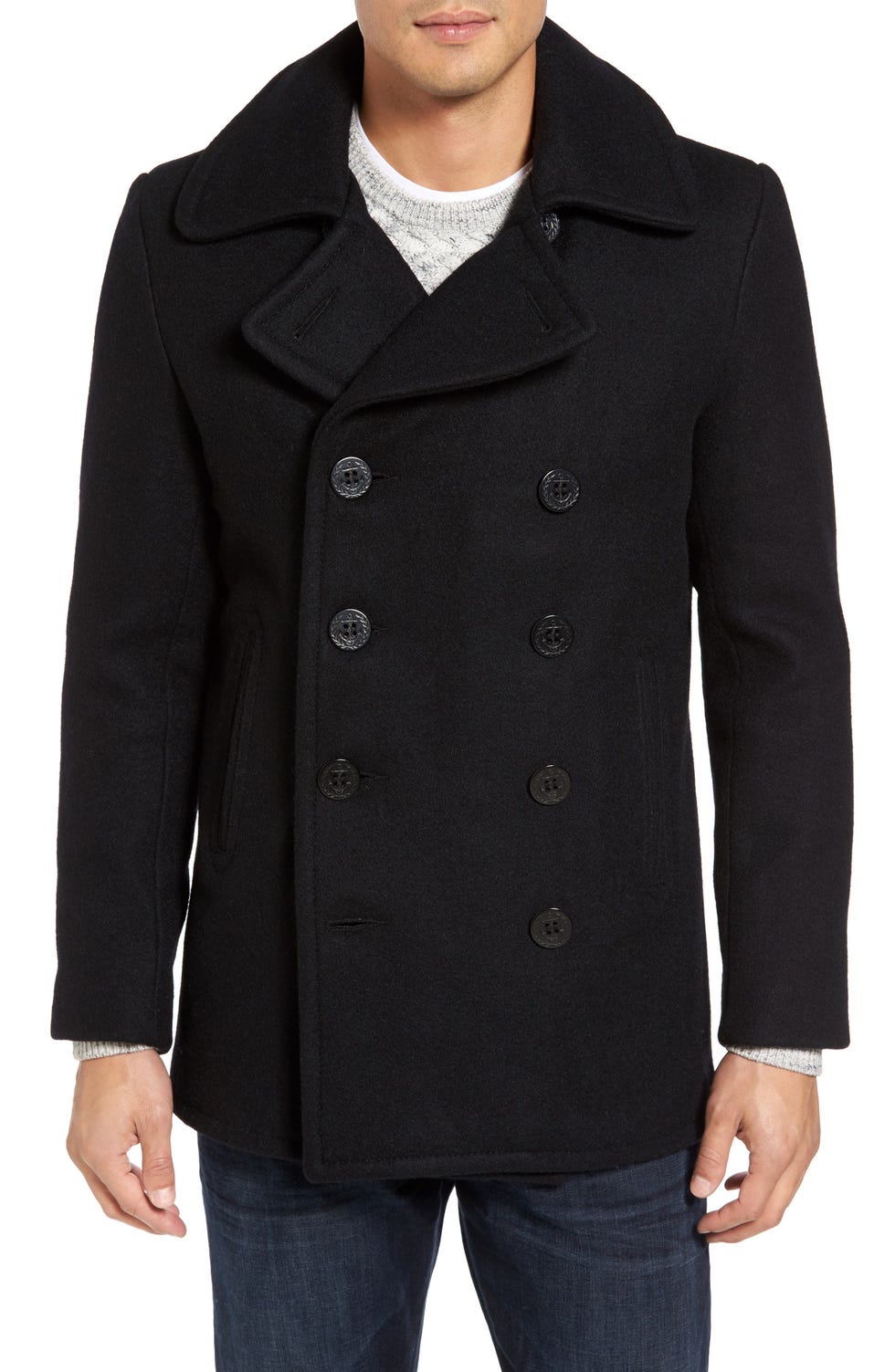 Slim Fit Wool Blend Peacoat