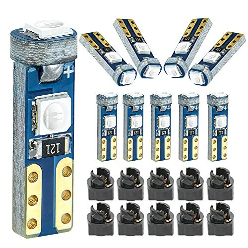 cciyu 20 Pack Blue T5 3-3014 SMD Wedge LED Light Bulbs 74 17 18 37 70 73 2721 Replacement fit for Instrumental Cluster Gauge Dashboard 