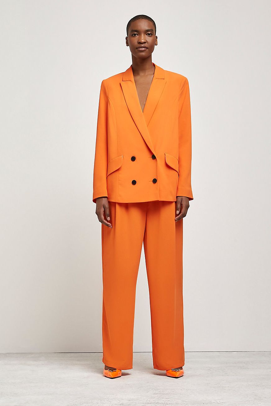 Orange tailored double breasted blazer 