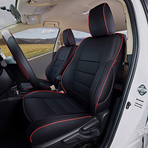 Black Full Set Car Seat Covers Premium Double Stitching w/ Split Bench