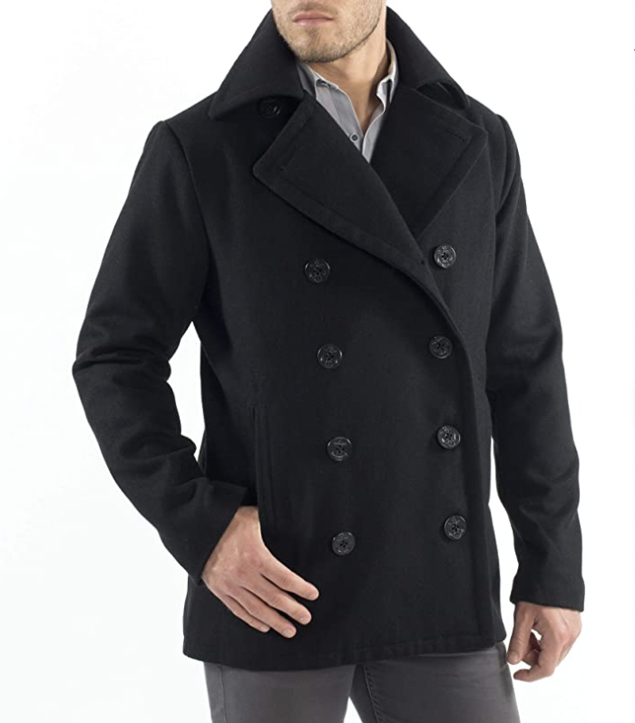 Mens Winter Wool Blend Trench Long Top Pea Coat Slim Fit Double Breasted Classic Stylish Jacket