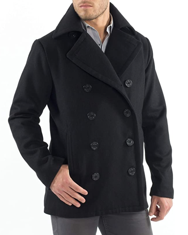 Wool-Blend Classic Peacoat 