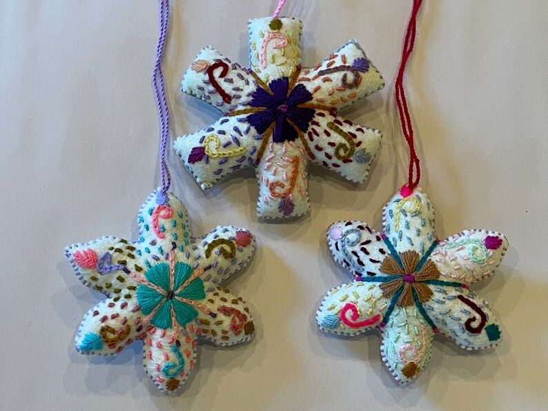 Hand-embroidered Mexican Ornaments