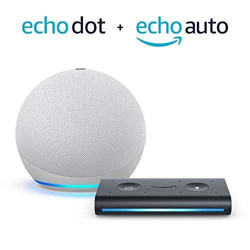 All-new Echo Dot (4th Gen) + Echo Auto | Glacier White