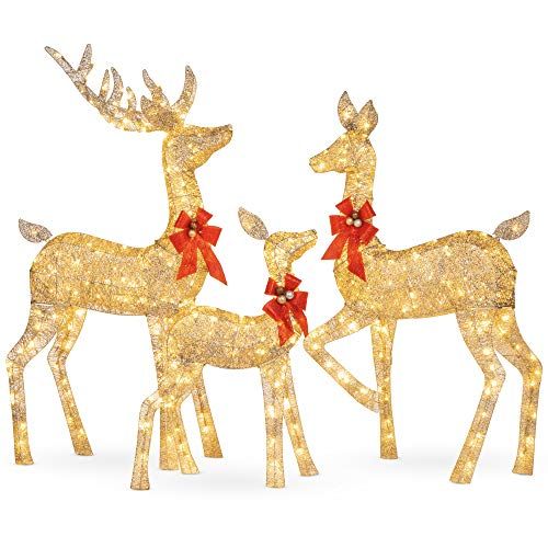 3-part illuminated Christmas deer family 