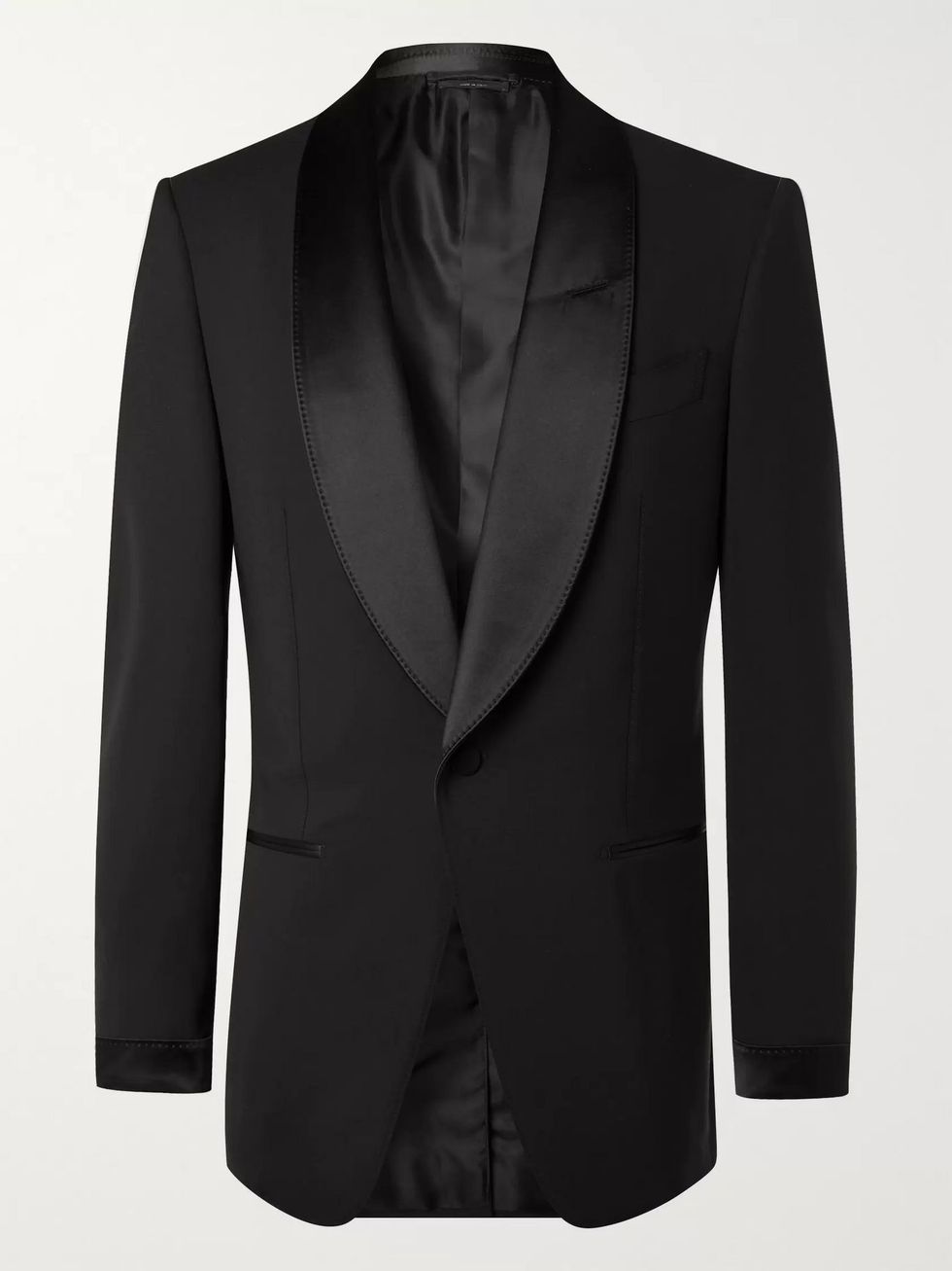 Slim-Fit Satin-Trimmed Stretch-Wool Tuxedo Jacket