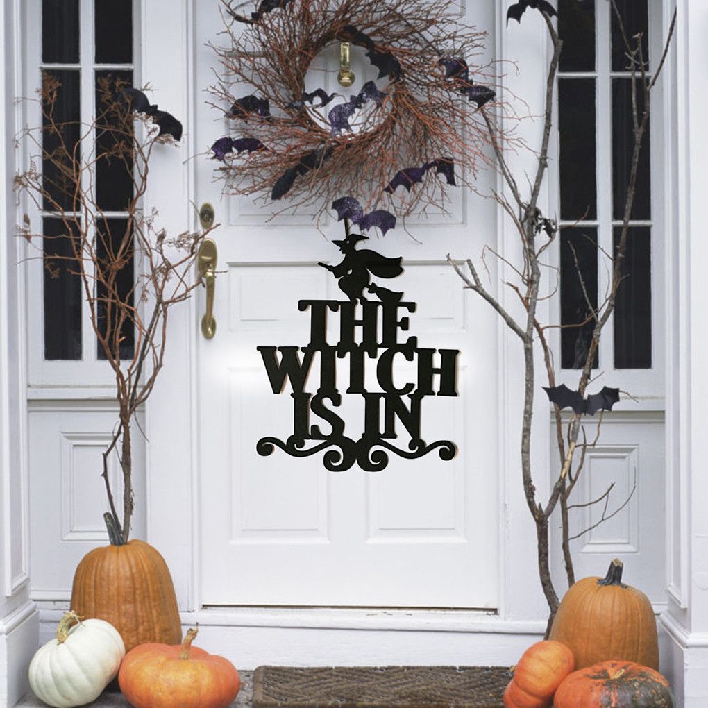 The Witch Is In Halloween Decor Wood painted decorative sign walls or wreaths