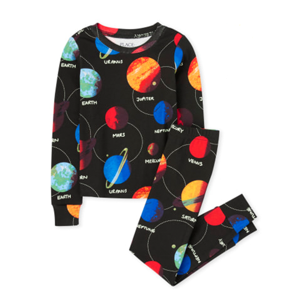 Boys Glow Planet Snug Fit Cotton Pajamas