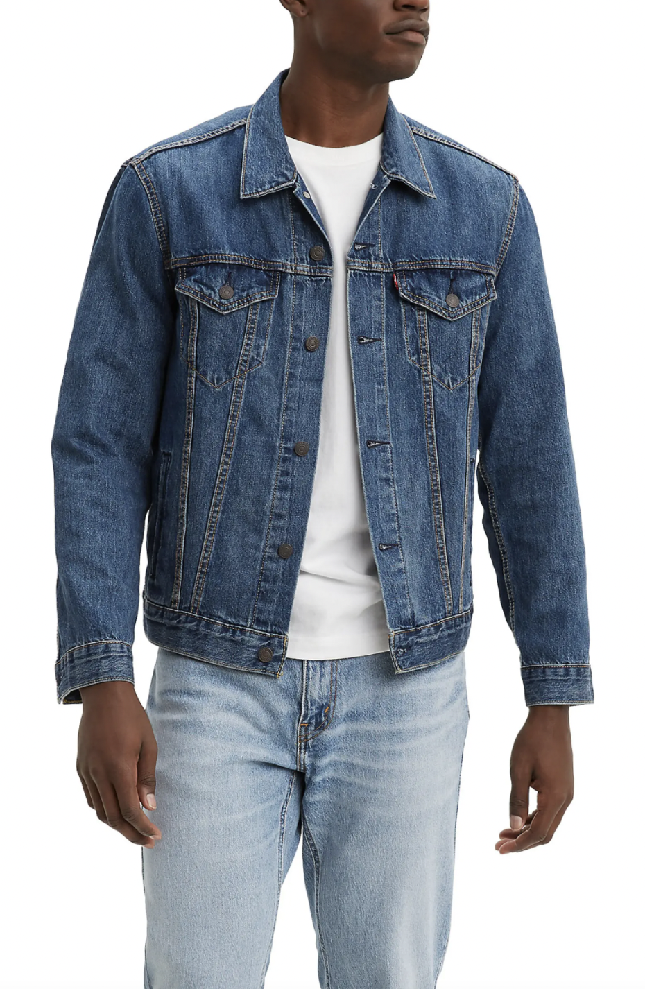 levi's black and blue denim jacket