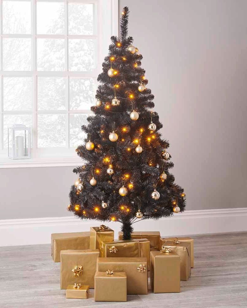 Black Pre-Lit Christmas Tree