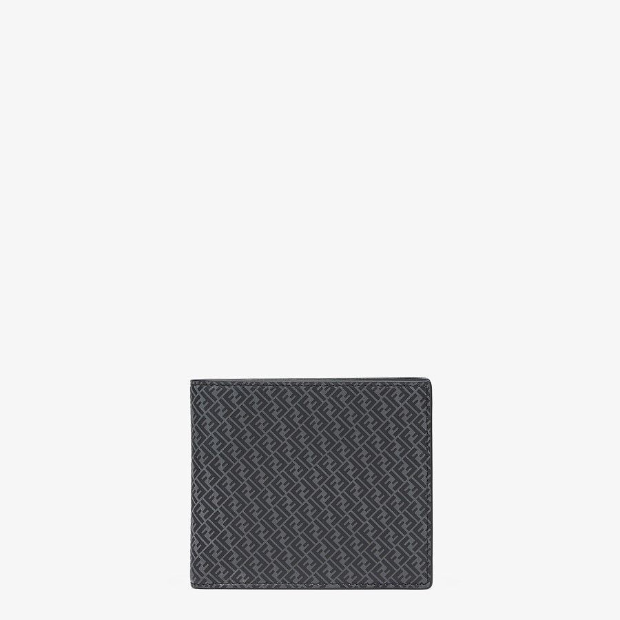 Fendi男生皮夾推薦：FF logo黑色皮革雙折皮夾