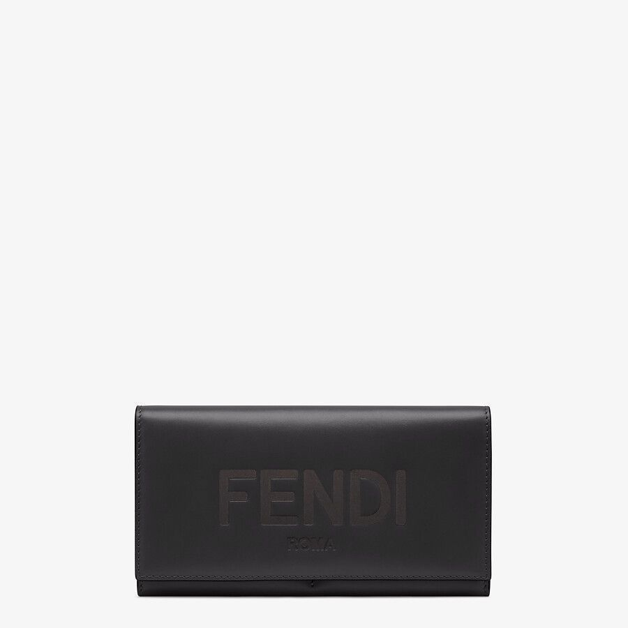 Fendi男生皮夾推薦：FENDI ROMA字樣黑色皮革皮夾