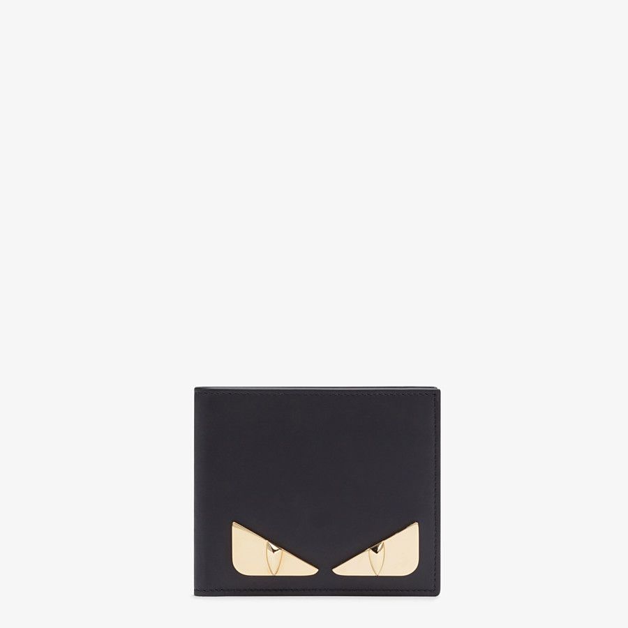 Fendi男生皮夾推薦：Bag Bugs黑色皮革雙折皮夾