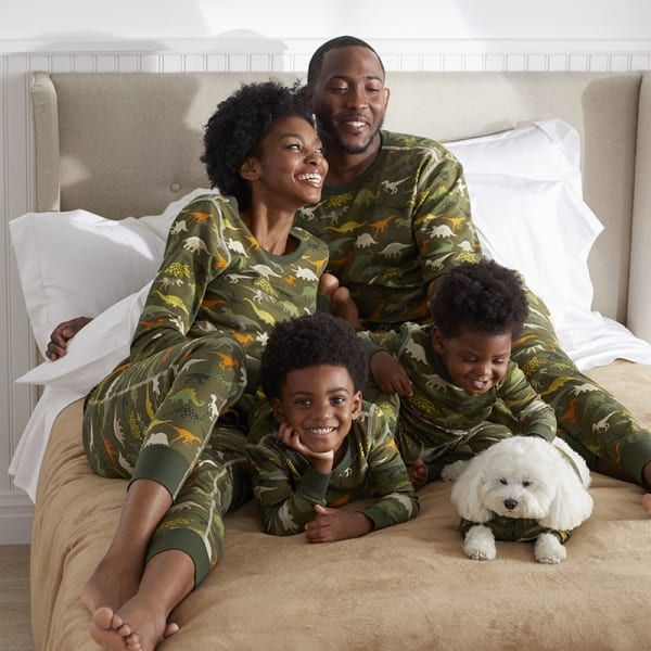 Family Matching Orange Pajamas Set with Pet Dog Clothes