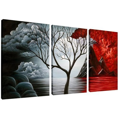Cloud Tree Wall Art Oil Painting - 3 Panels