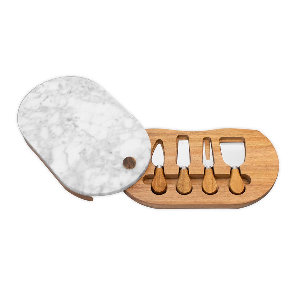 Hayden Marble Cheese Board Set with Knives