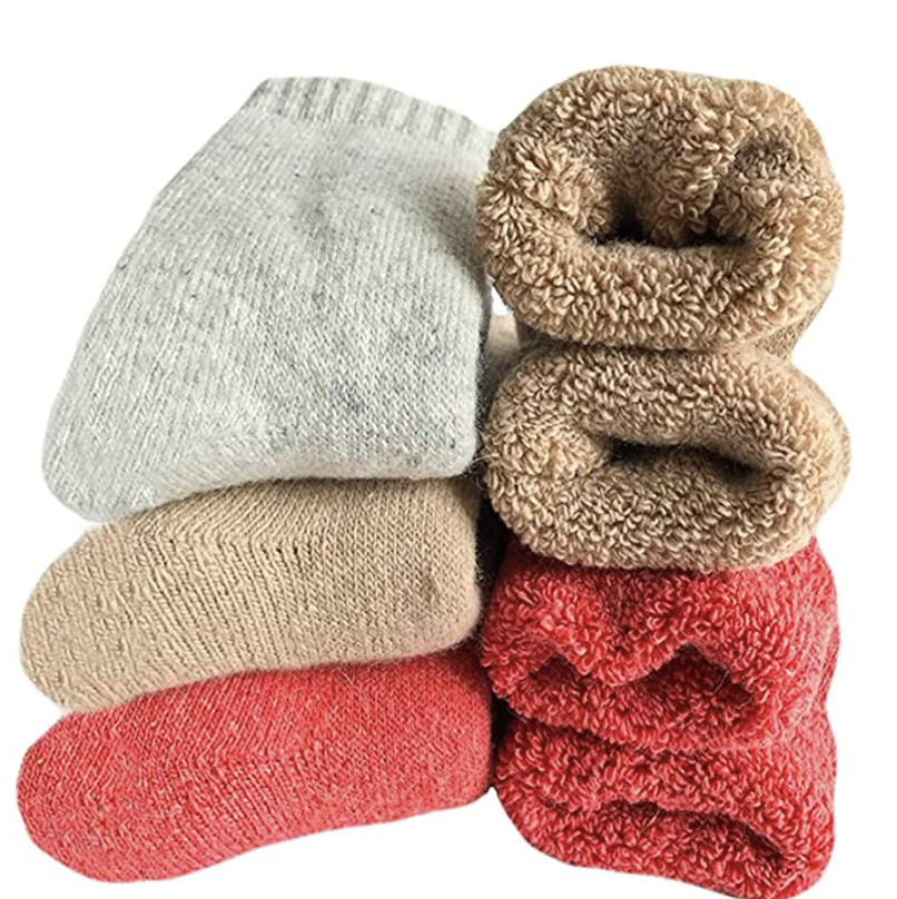 1pair Women's Cashmere Wool No-shedding Soft & Warm Floor Socks For Autumn  And Winter, Toe Socks Style