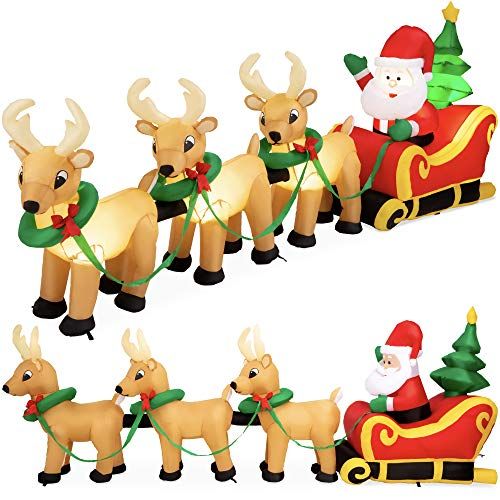 Inflatable Santa Claus Sleigh & Reindeer