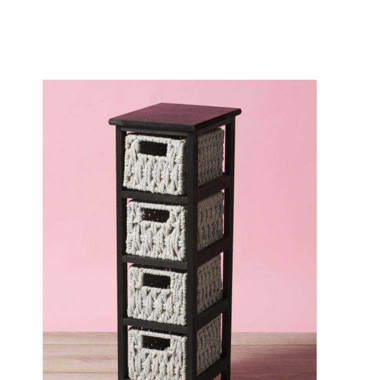 Side Table With 4 Storage Baskets