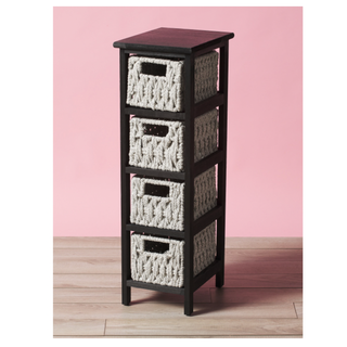 Side Table With 4 Storage Baskets