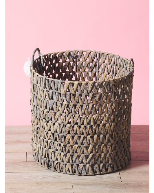 Natural Water Hyacinth Zig Zag Basket