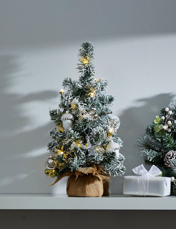 9 Blue White Present MINI CHRISTMAS Table Tree ORNAMENTS DECORATION 