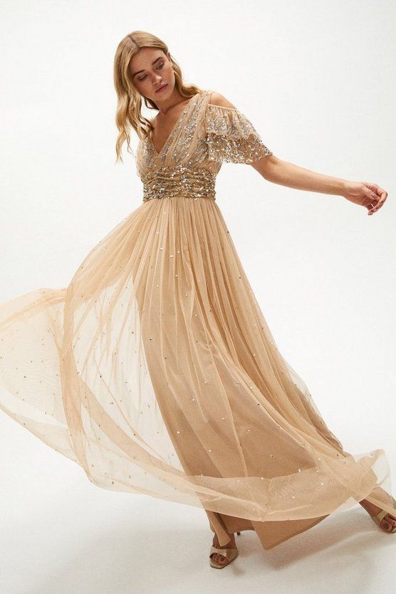 gold flowing dress