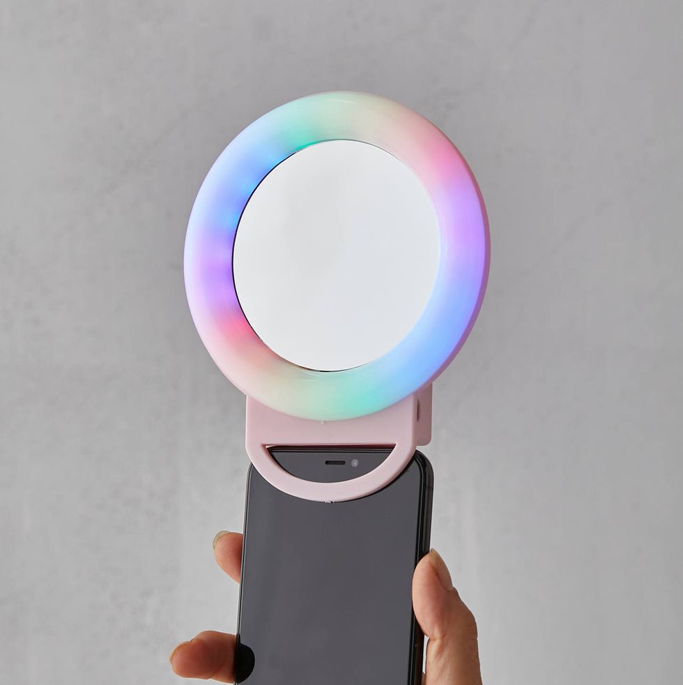 Color-Changing Clip-On Selfie Ring Light Mirror