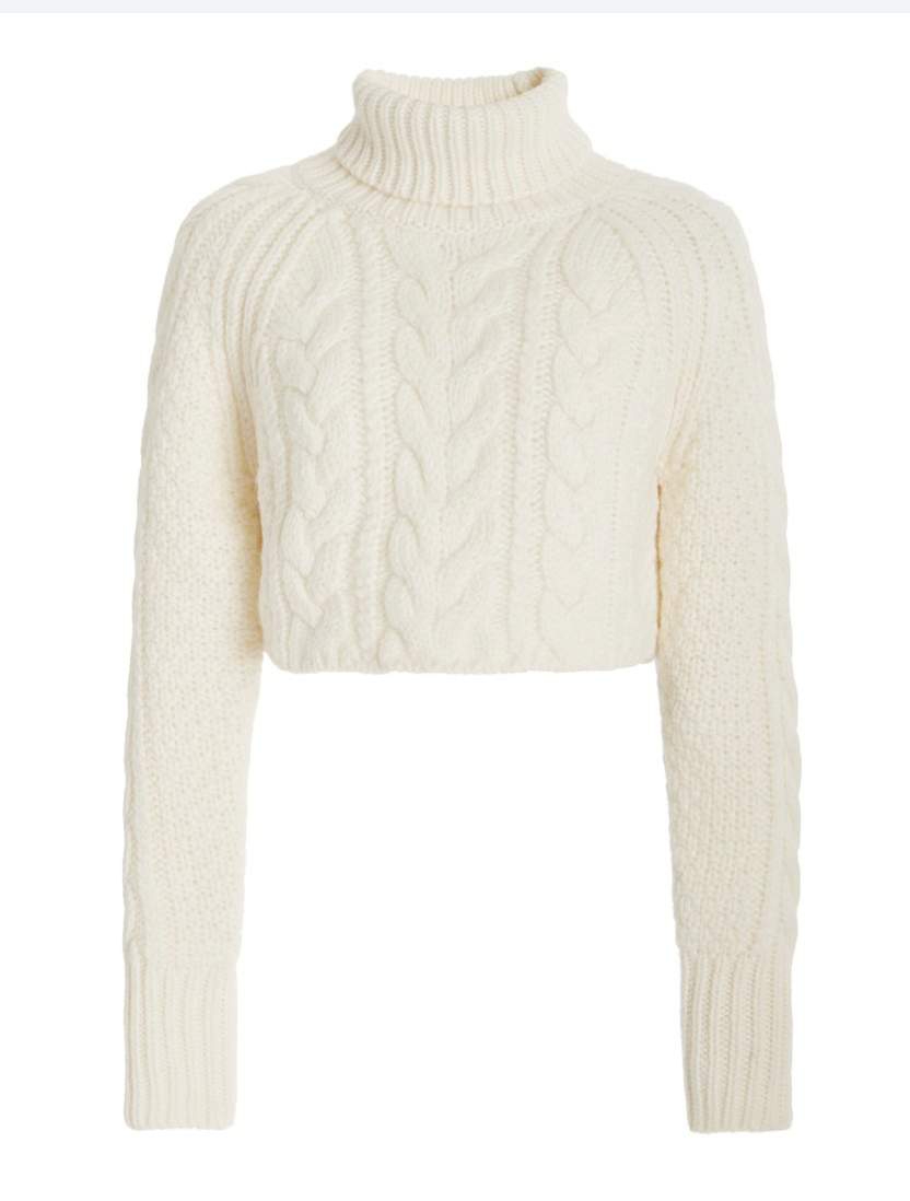 Giselle Cropped Cable-Knit Wool-Blend Turtleneck Sweater