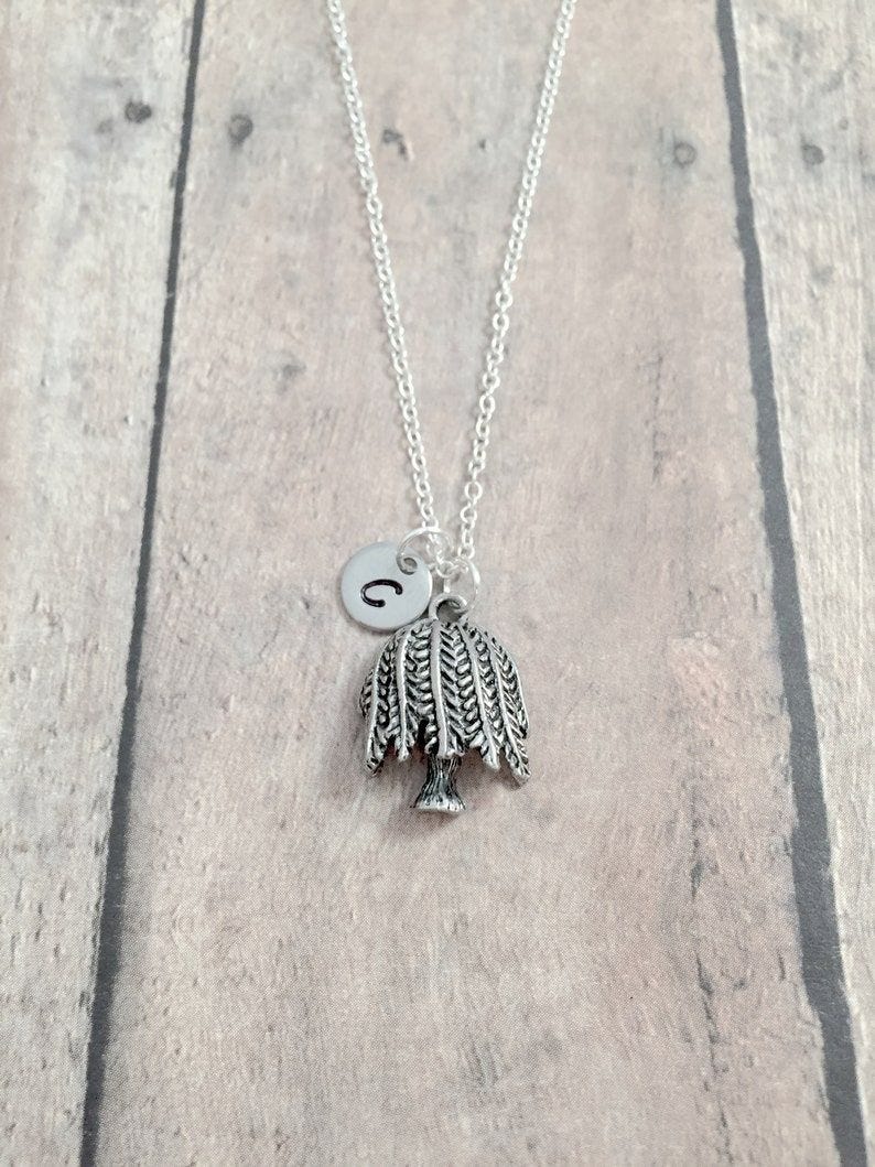 Weeping Willow Initial Necklace 