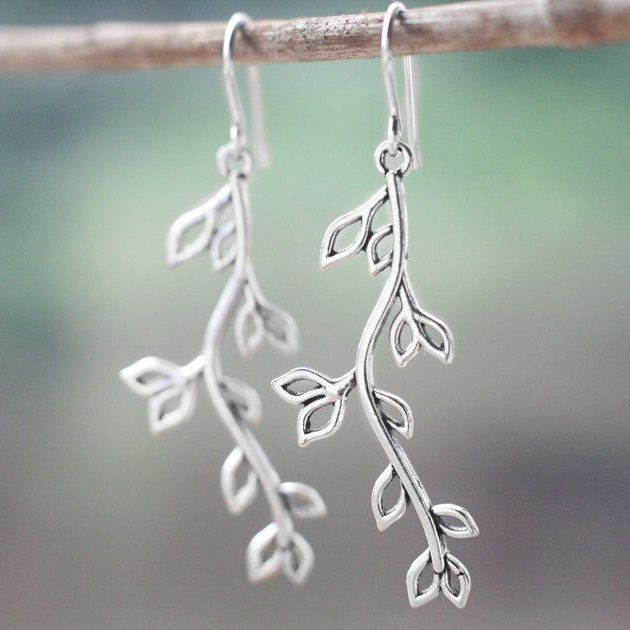 Antique Silver Willow Earrings 