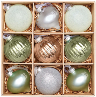 Winter Retreat Glass Christmas Tree Baubles - 9 Pack