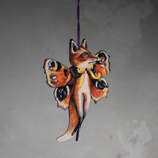 Wooden Hanging Ornament - Kevin the Fox Butterfly