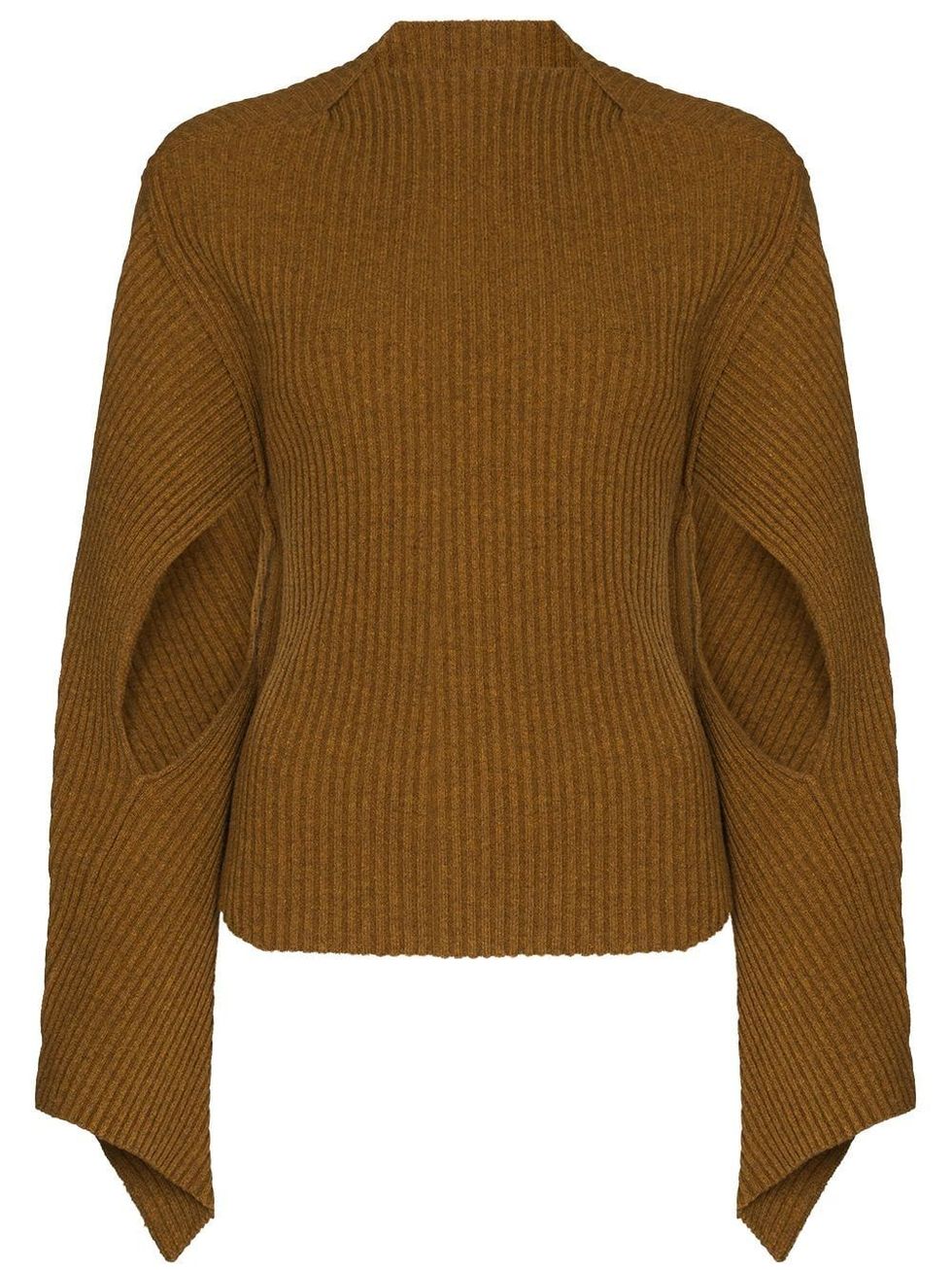 Cut-out sleeve ribbed jumper