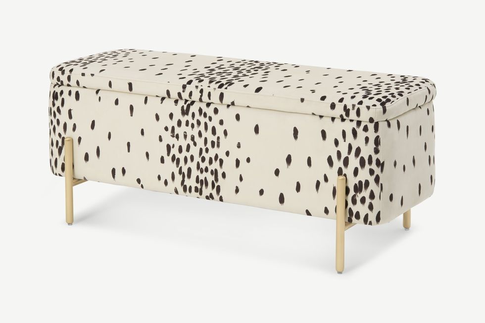 Poodle & Blonde Asare Dalmatian Upholstered Storage Ottoman Bench, Made, £229
