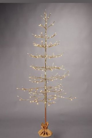 60cm Lit Champagne Christmas Gold Twig Tree